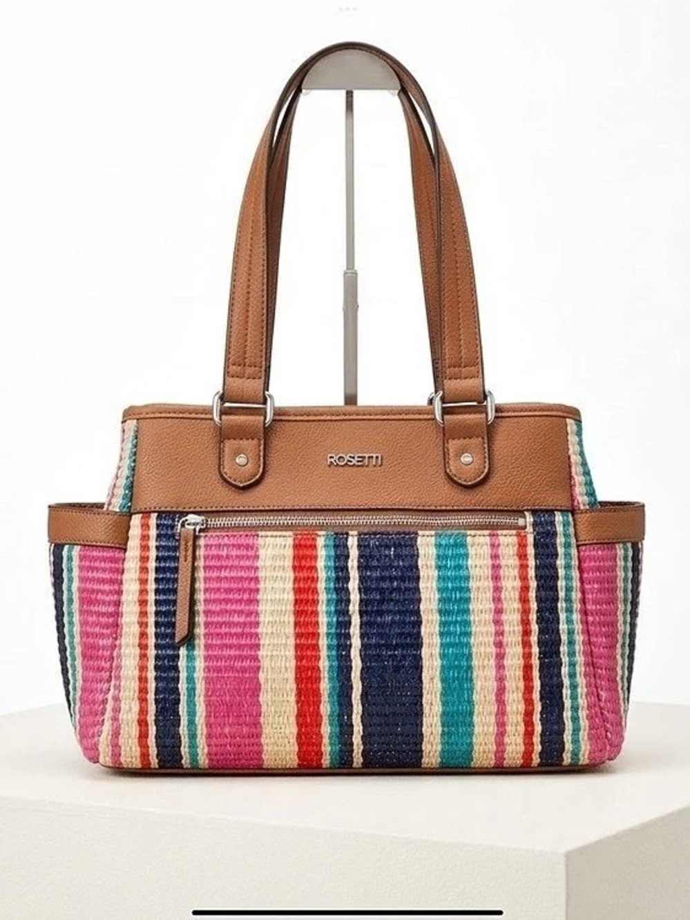Rosetti Striped Tote in Brown & Multicolor